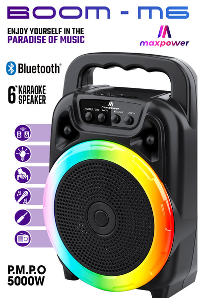 MAX POWER CH-6601 PULSE 6.5 - 6 Woofers portable speaker with mic, remote  & shoulder strap