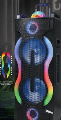 MPD1222B- CYCLONE 10" X 2 Karaoke Bluetooth Speaker with dancing disco ball