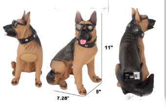 MD5671- German Sheperd style Portable speakers with glasses & collar