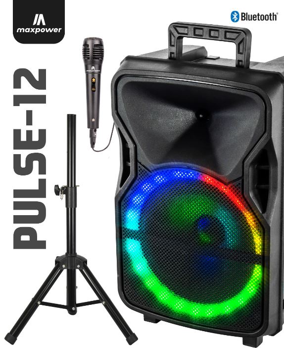MPD1204-PULSE 12" Woofer Bluetooth speaker with DJ stand combo & mic for karaoke