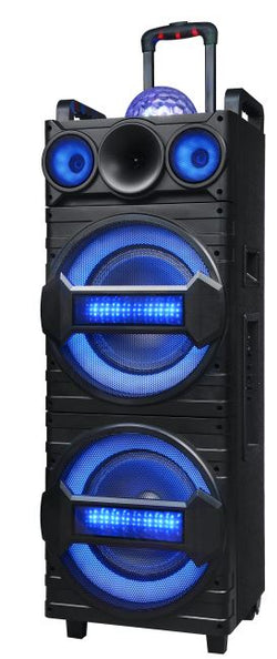 MPD1226B MAXPOWER 12″ x 2 Karaoke Bluetooth speaker with dancing disco ball