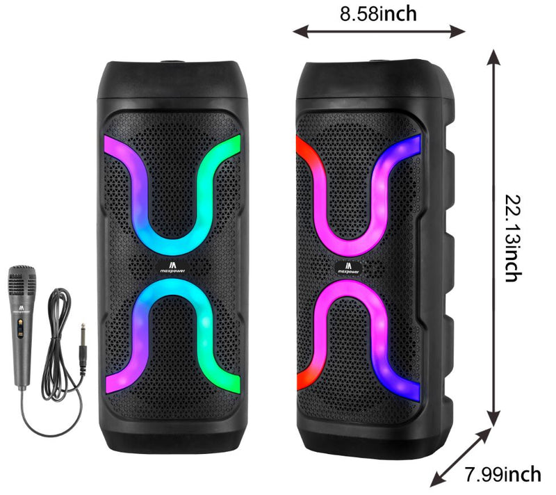 MPD12X8 - 8" X 2 Woofers karaoke bluetooth speakers with mic and different LED light modes