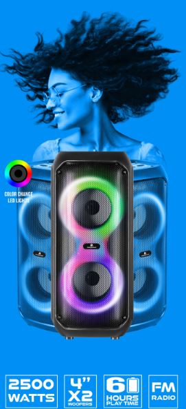 MPD425-GROOVE 4" X 2 Bluetooth Speaker with mic & different LED light modes