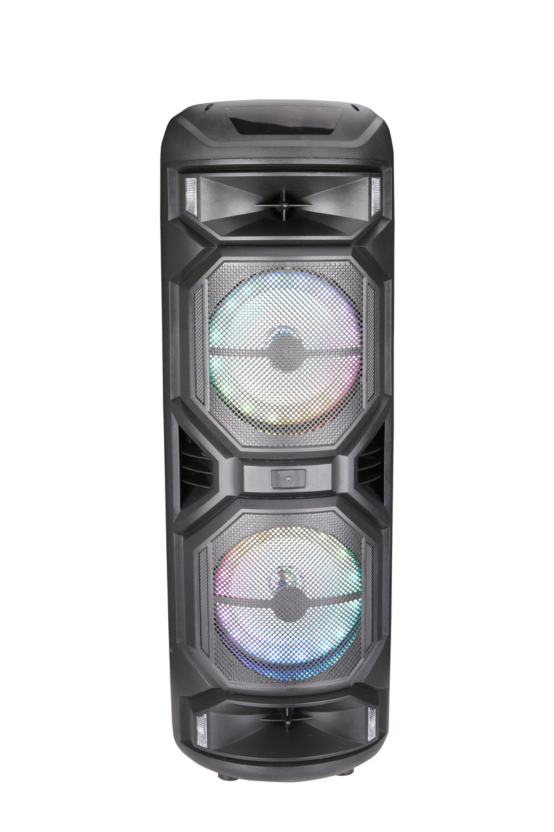 MPD528-ONYX 8 Dual 8" Woofer Portable FM Bluetooth Party Speaker Heavy Bass Sound With Mic