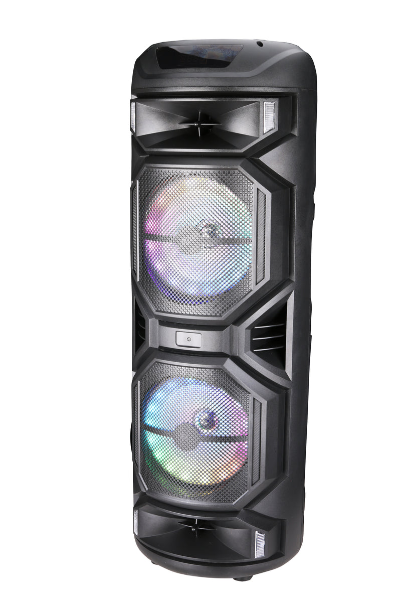 MPD528-ONYX 8 Dual 8" Woofer Portable FM Bluetooth Party Speaker Heavy Bass Sound With Mic