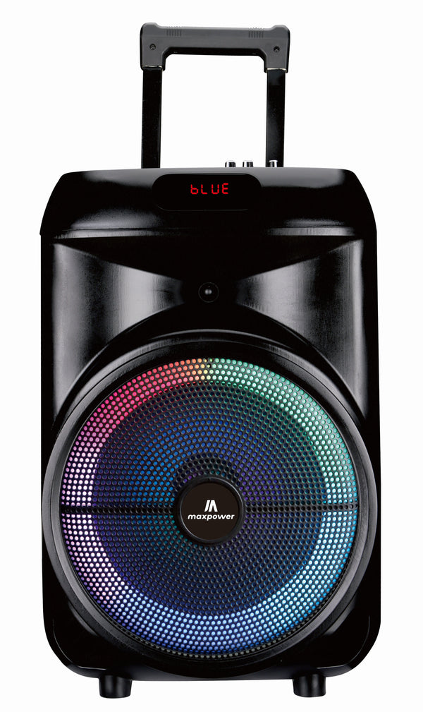 Max Power MPD892-RUMBLE 12 karaoke Bluetooth speaker portable wired mic trolley speaker 12" Woofer