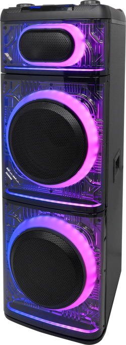THUNDER 12 - MPD1272XB - 12" X 2 WOOFERS EXTRA BASS RECHARGEABLE WITH ONE WIRELESS MIC & DIFFERENT LED LIGTH MODES