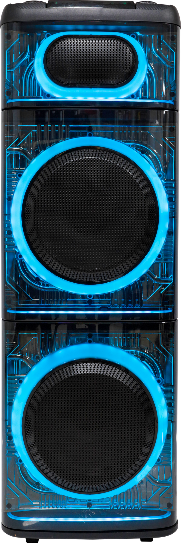 THUNDER 12 - MPD1272XB - 12" X 2 WOOFERS EXTRA BASS RECHARGEABLE WITH ONE WIRELESS MIC & DIFFERENT LED LIGTH MODES