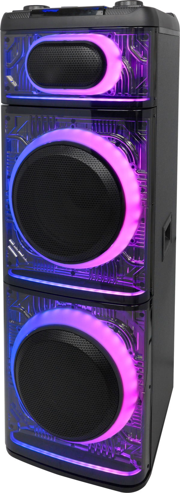 THUNDER 12 - MPD1272XB - 12" X 2 WOOFERS EXTRA BASS RECHARGEABLE WITH ONE WIRELESS MIC & DIFFERENT LED LIGTH MODES