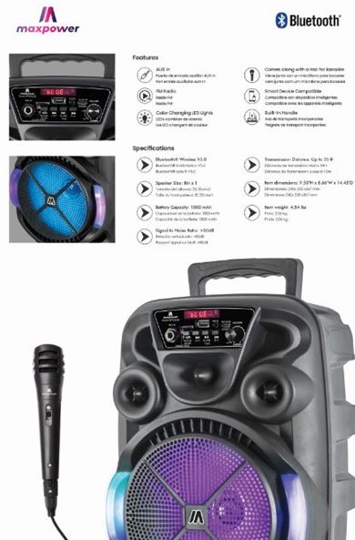 MPD8266-ENCORE 8 Woofer karaoke Bluetooth speaker with mic