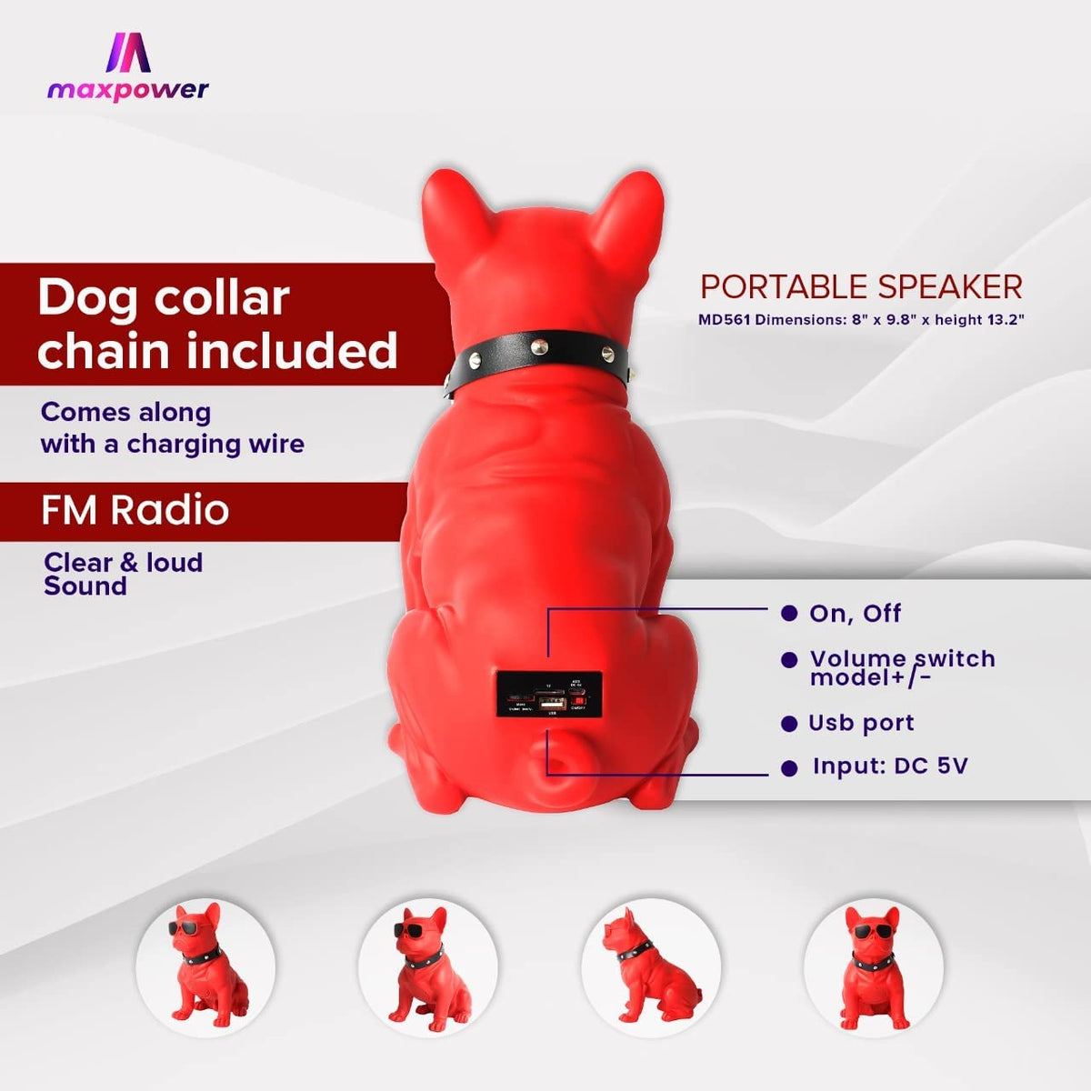八6990【未使用品】i U:MO メディアプレーヤードックスピーカー MD568 WOOOF MAX POWER BULL DOG STYLE PORTABLE SPEAKER – Max Power