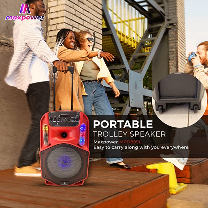 Single 8″ Trolley Speaker W/built in Rechargeable battery & one mic