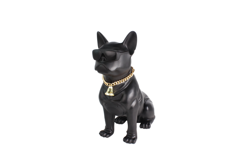 MD566- Wooof Frenchie bull dog big size speaker with glasses & gold chain
