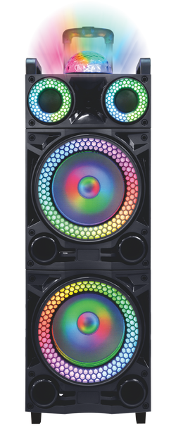 MPD10287B 10” X 2 W/ built in Rechargeable karaoke speaker with dancing disco ball