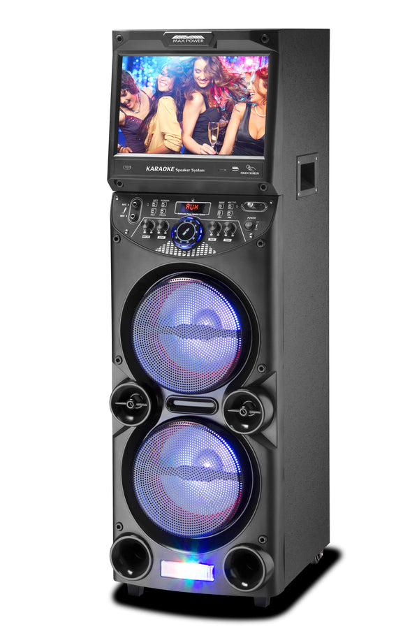  Max Power Portable Speaker - MPD823 Bluetooth Speaker System -  High Powered PA Loudspeaker - Rechargeable Karaoke Machine with Multi LED  Lights, Wired Microphone and Built-in Carry Handle & FM Radio 