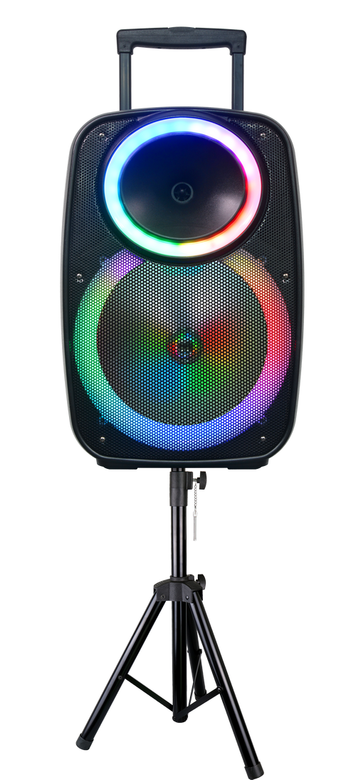 MPD1238 15" Karaoke bluetooth speaker with mic, remote & adjustable DJ stand