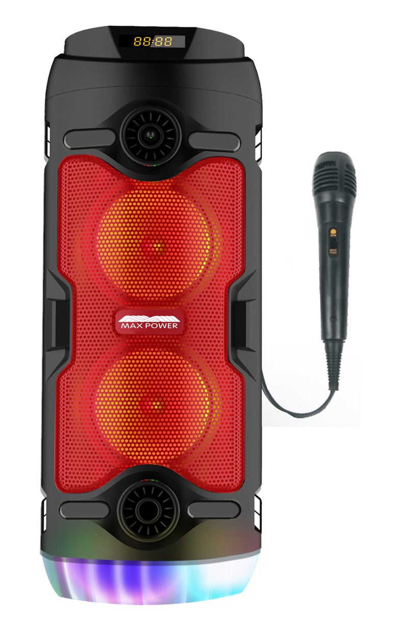 MAX POWER MPD474  PULSE 4  - 4" x 2 Woofers portable speaker with mic, remote & shoulder strap