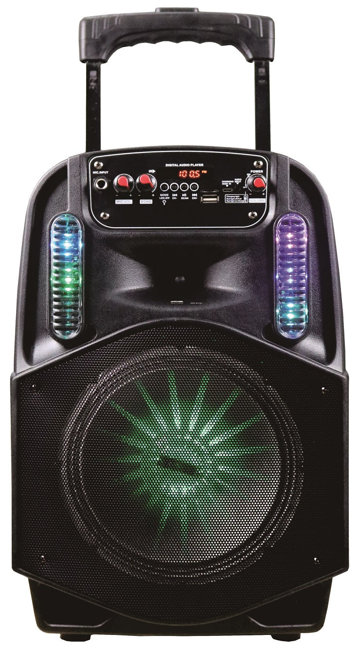 Maxpower Mpd1223 12 inch Trolley Bluetooth Speaker with Stand Combo Wired Mic & Remote, Size: 12 woofier, Black