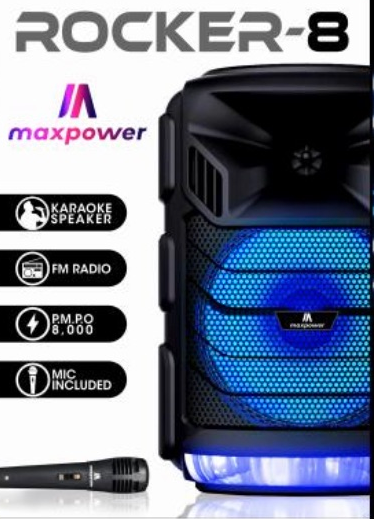 MAX POWER ROCKER-8; MPD8183 8" KARAOKE SPEAKER WITH MIC